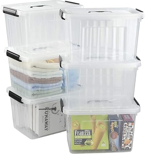 Miniatura 1 de Cajas de almacenamiento de 10 litros, bolsas de almacenamiento de plástico transparente con tapas, juego de 4