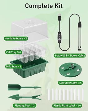 Pawfly 6 Pack Seed Starter Kit, 72 Cells, Seed Starter Trays