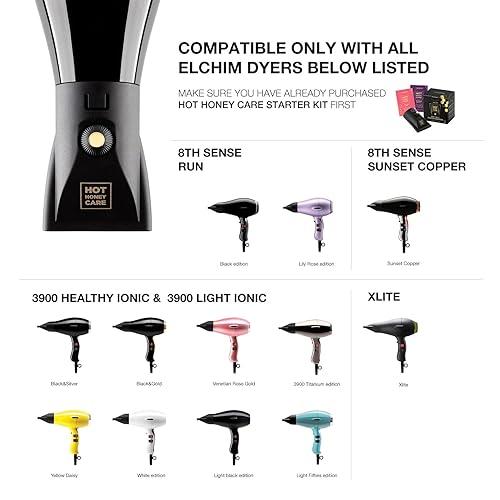 Miniatura 2 de Elchim Hot Honey Care sistema antiencrespamiento y brillo de cabello para cabello secodañado, suero para el cabello y kit de inicio de secado por