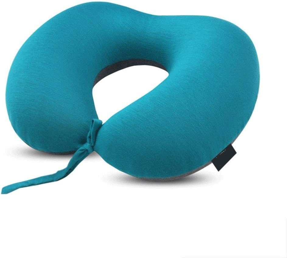 Travel Pillow Memory Foam Neck Support Pillow for Airplane, Car, Office, with Attachable Snap Strap Soft Washable Cover