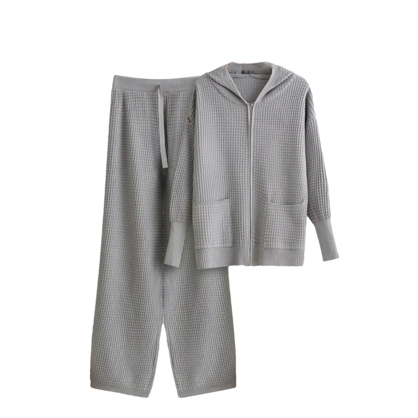 Conjunto deportivo de dos piezas para mujer: cárdigan con capucha y cremallera, a mujer: cárdigan con capucha y cremallera, pantalón deportivo informal de cintura alta y pantalón de chándal.
