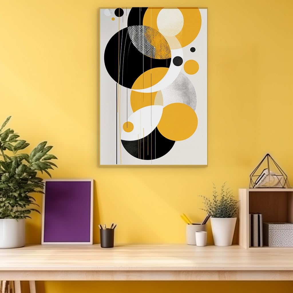 Canvas for Living room. Geometric Fusion of Light and Levity in Modern Abstract Art, 27 x 18 inch Canvas Wall Art - Mid Century Modern - Modern Home Decor - 69x46 cm (27x18 inch)
