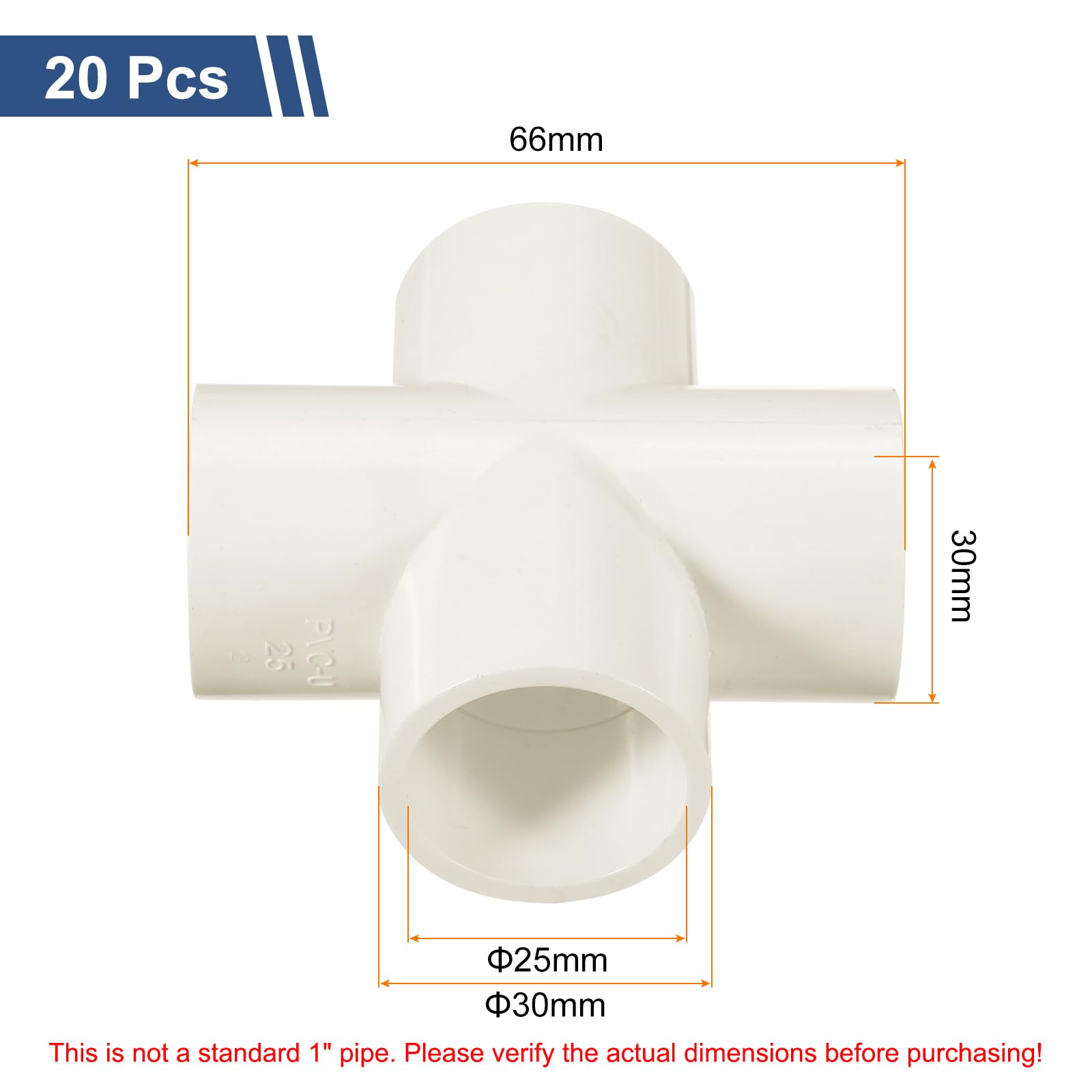 QUARKZMAN 20 Pezzi di Raccordi in PVC, Incrocio A 4 Vie PVC 1" 0.98" Raccordi per Tubi in PVC Gomito PVC Accoppiamento PVC Connettori per Angoli di Mobili Fai da Te, Bianco