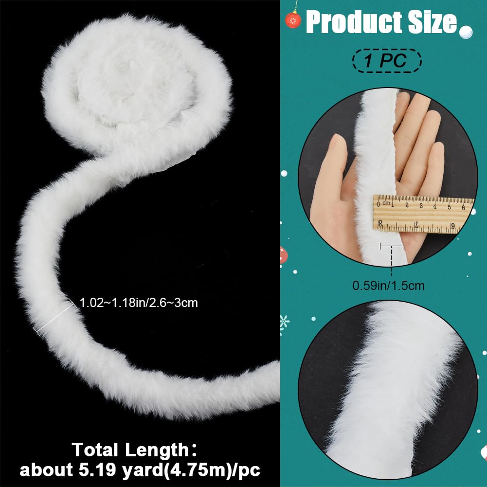 GORGECRAFT 16ft Christmas Faux Fur Ribbon Trim 3cm White Fluffy Faux Fur Strips Artificial Rabbit Fur Crafts Sewing Trimmings Furry Ribbon for Costume Accessories Christmas Tree Winding Garlands - Image 2