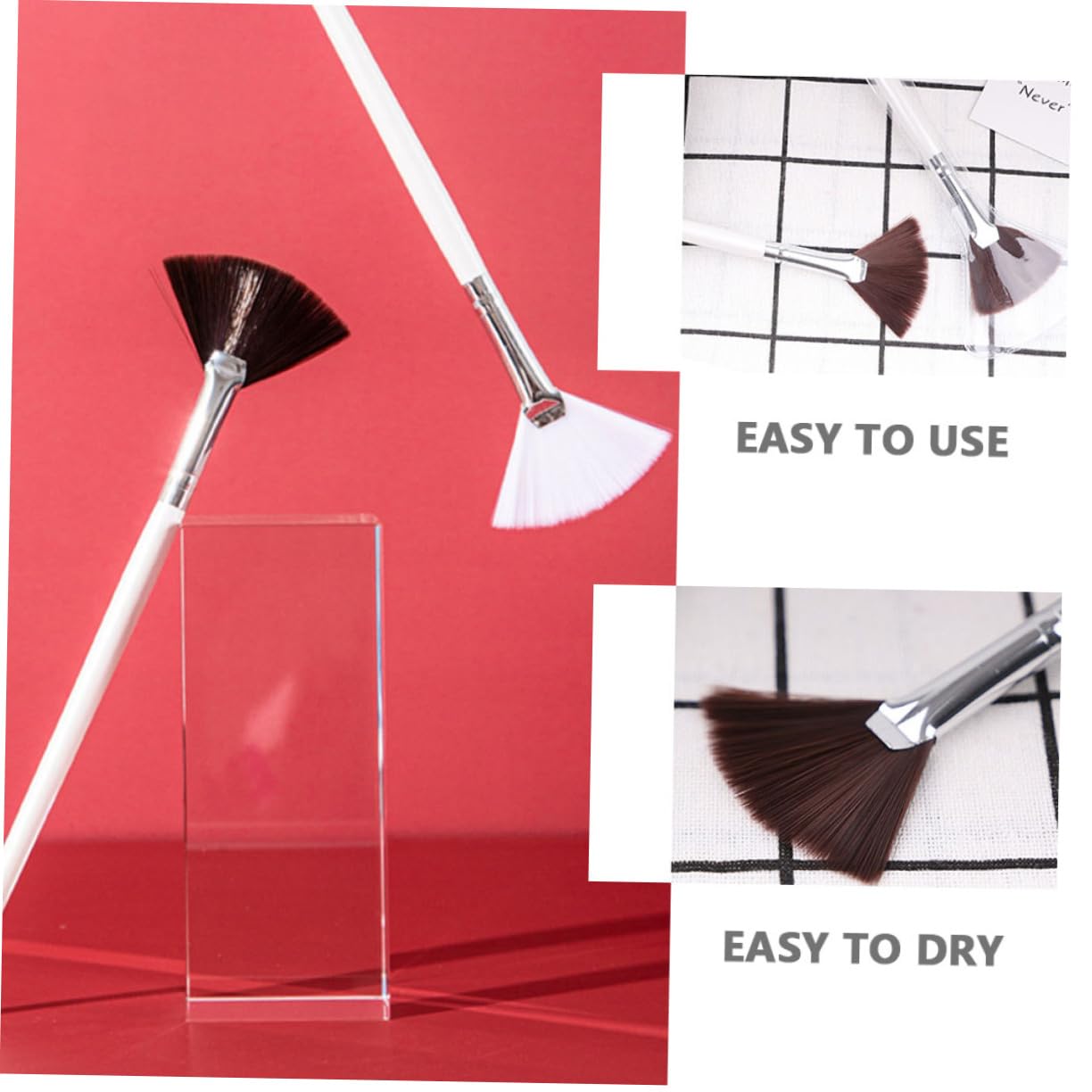 VALICLUD Face Mask Brush 4pcs Set Wooden Handle Sector Mask Applicator Beauty Tool