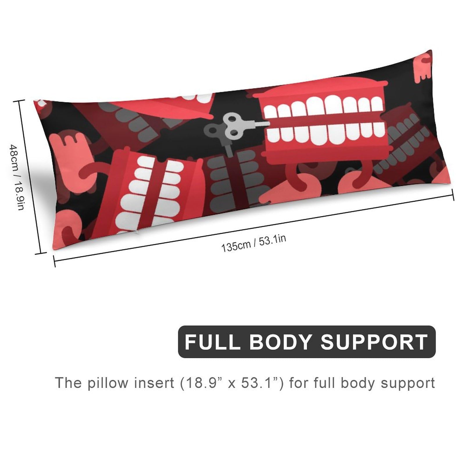 Chatter Teeth Toy Pattern Body Pillow Cover Lightweight Long Pillow Case for Cushion Sofa Living Room Bed 20