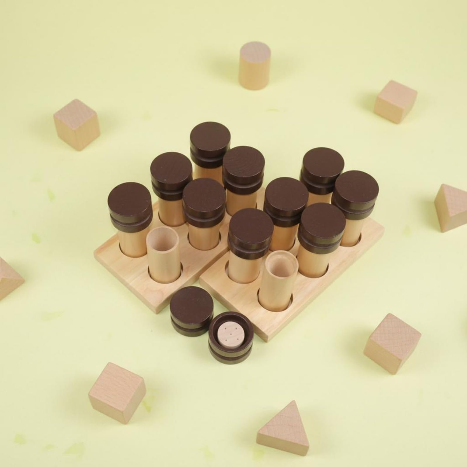 Kinder Riechzylinder Holz Lernspielzeug Geruchsübung Zylinder Spiel mit Handpolierter Holzoberfläche für Ruhige Übungen Unterstützt Geruchsdifferenzierung Und Vergleich für Raum Kita