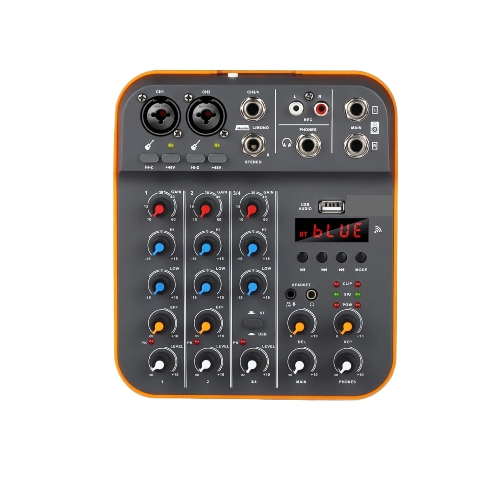 Sintonizzatore a 4 canali, console DJ con scheda USB Bluetooth 5.0 48V Phantom Power for registrazione su computer,