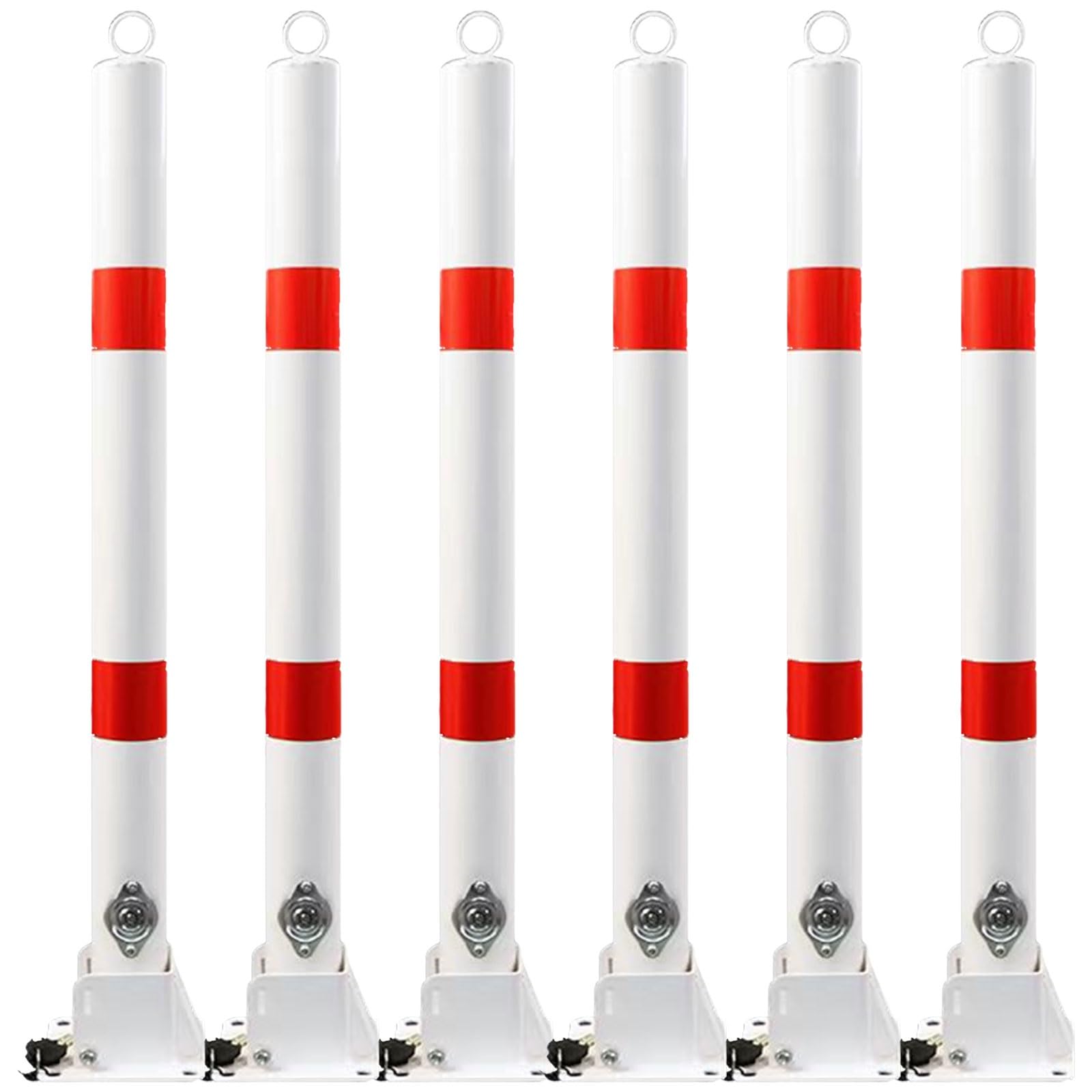 WDSOPK Parking Safety Bollards, Metal Bollard Parking, Driveway Barrier, Safety Bollard Post, Safety Bollard 2g Bollard for Traffic-Sensitive Area （White-6pcs）
