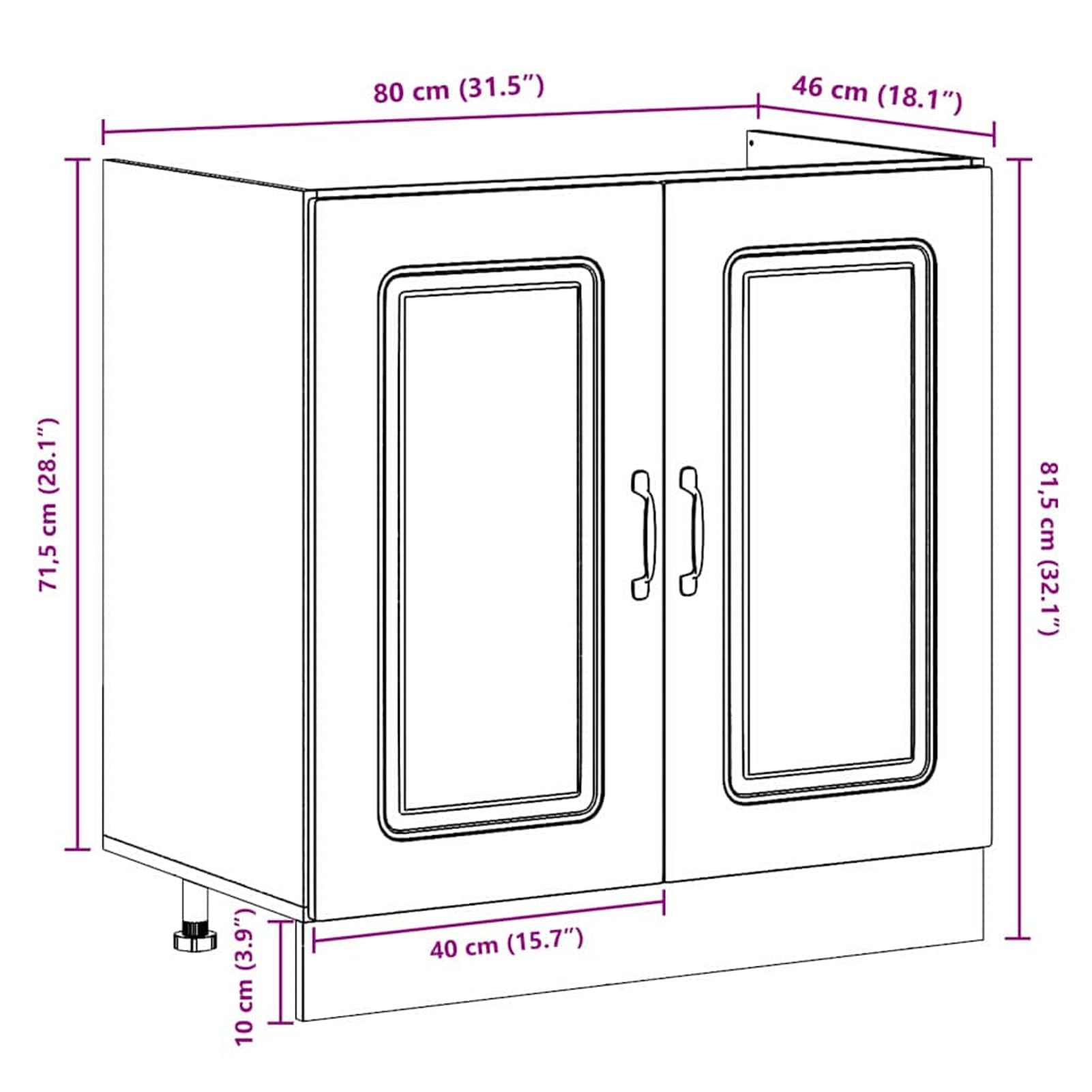 ATOMSTACK MAKER Armadietto da cucina Kalmar a 2 ante a filo in rovere Artisan 80 x 46 x 81,5 cm, in legno, per cucina e sala da pranzo, moderno, stabile, capiente