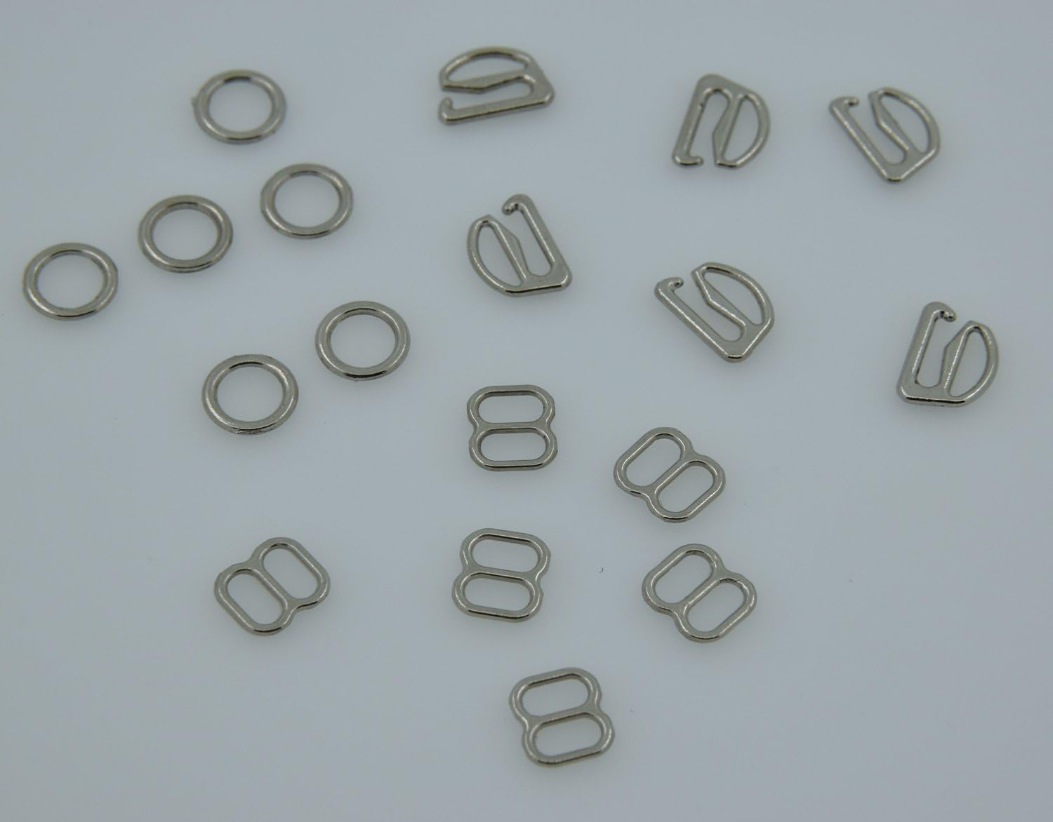 Metal Lingerie Adjustment Bikini S Replacement Hooks Bra O Rings Bra Adjusters Strap Sliders Pack of 35Sets (6mm, Nickle Color)