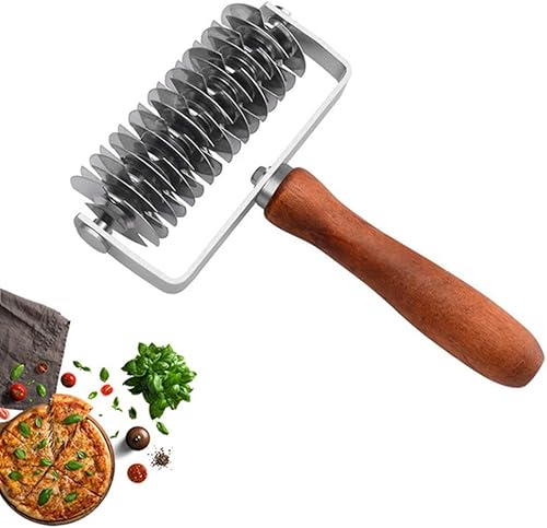 CHUNCIN - Rodillo de entramado de acero inoxidable, para tartas de pizza, pan, galletas, pastelería, cortador de pizza, herramienta de panadería,