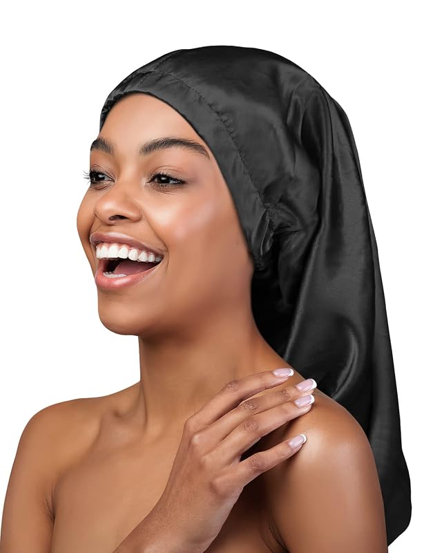 Touca de cetim extralongue Heerf preta