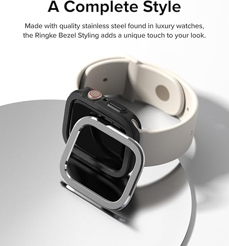 Miniatura 6 de Ringke Air Sports + Bisel Styling Funda de TPU con marco de acero inoxidable Compatible con Apple Watch Series 8, 7, SE 2022 de 1.61 pulgadas y