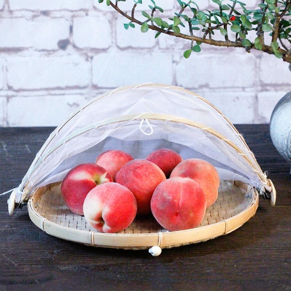 Anti-Insect Basket Anti-Mosquito Hand-Woven Tent Basket Fruit Vegetable Tray Mesh Drying Dustpan Food Storage Basket(M-Square-Shaped)