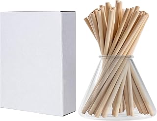 Disposable/Reuseable Wooden Bamboo Fiber Plastic Free Eco-Friendly Straw For Cold&Hot drinks|For Party Events &Daily |(100PCS/7.8''Long)
