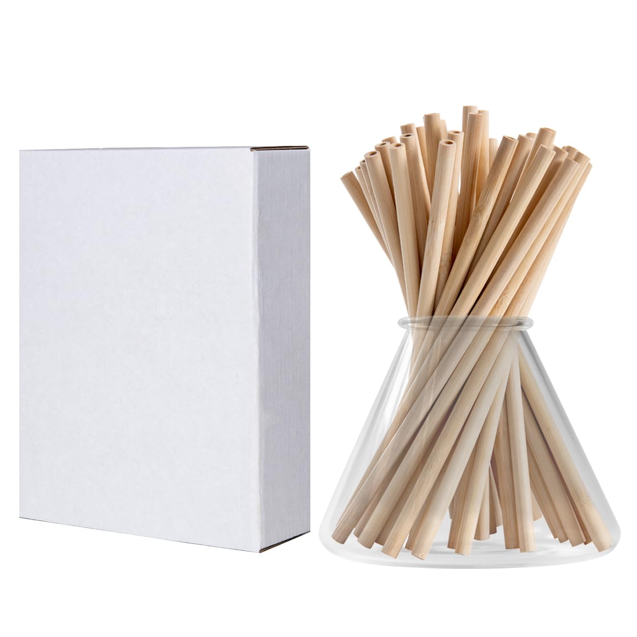Disposable/Reuseable Wooden Bamboo Fiber Plastic Free Eco-Friendly Straw For Cold&Hot drinks|For Party Events &Daily |(100PCS/7.8''Long)
