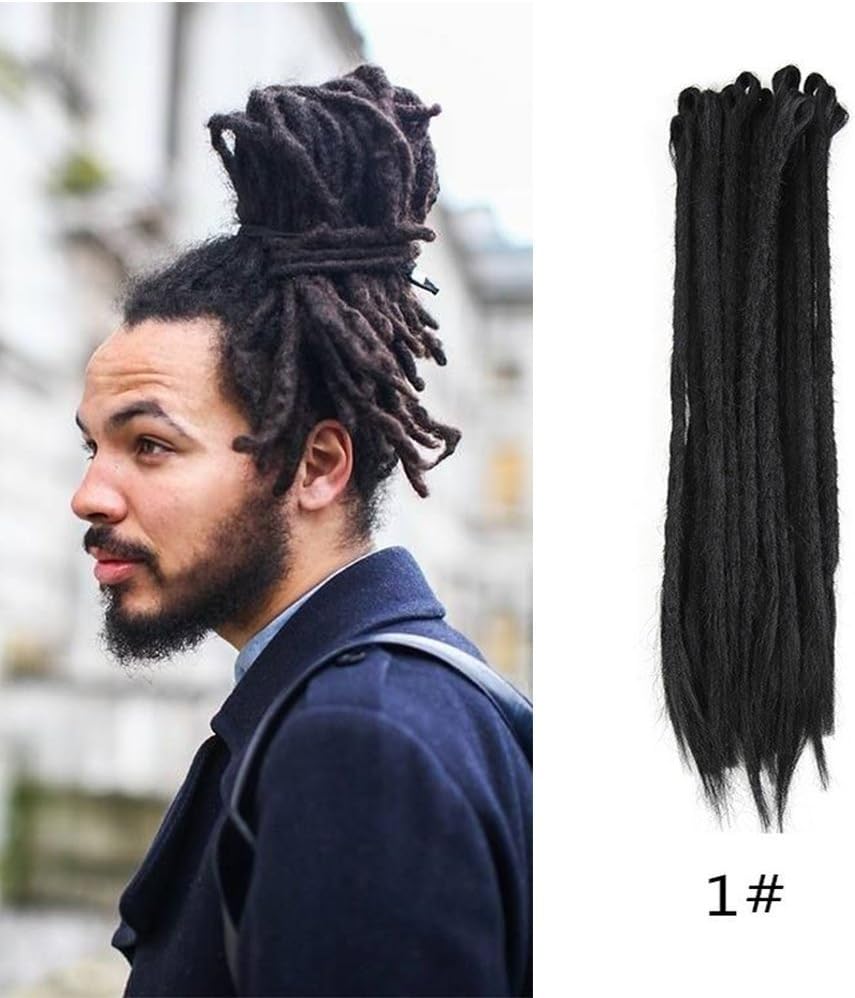 Handmade Dreadlocks Extensions Reggae Hair 20" Soft Faux Locs Crochet Havana Mambo Twist Braiding Hair(30 strands, 1# Black Color)