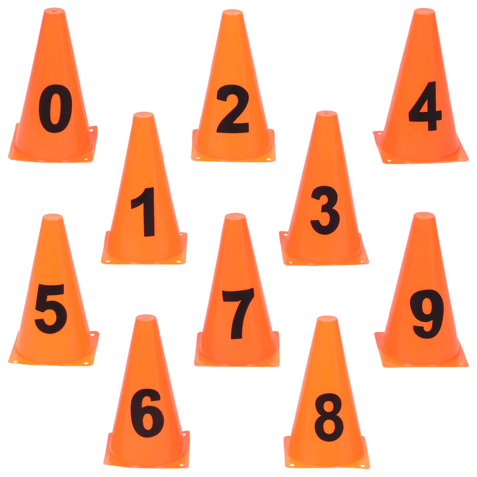 Kichvoe Conos de Práctica de Fútbol Numerados de Plástico Naranja, Juego de 10 Piezas para Entrenamiento y Juegos en Eventos, Ideales para Obstáculos y Patinaje