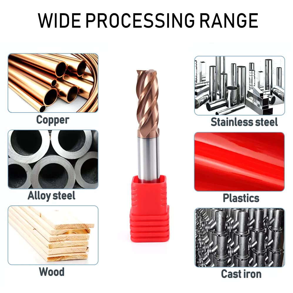 Image of Eagles 5 /32 inch Tungsten Carbide Corner Radius End Mill 4Flute Milling Bit, 25 /64 inch Flute Length, 1-31 /32 inch Overall Length and 5 /32 inch Shank Mill Cutter CNC Tool