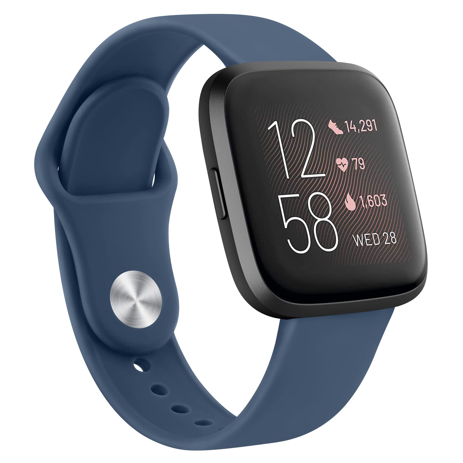 AK Silicone Bands Compatible with Fitbit Versa 2 / Fitbit Versa/Versa Lite/Versa SE Bands for Women Men, Classic Soft Straps Replacement Sport Wristbands for Fitbit Versa 2 Smart Watch (Navy Blue)