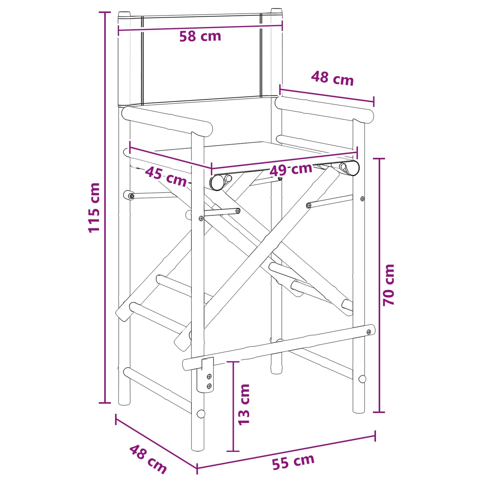 vidaXL Sedia Direttore Pieghevole 2 pcs Naturale Bambù, Sgabello Utility Moderno Pieghevole, per Interno ed Esterno, in Bamboo, Comodo e Versatile