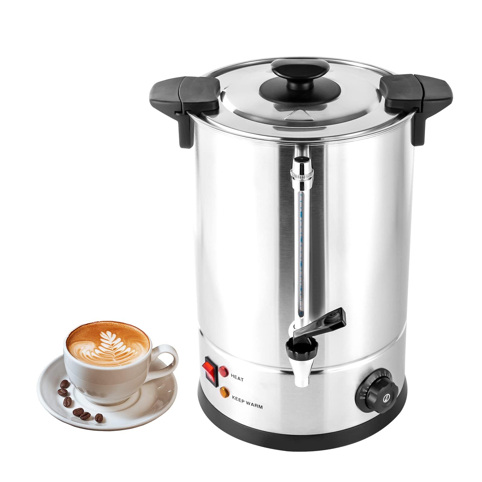 Grande distributore di caffè, distributore Automatico di Acqua Calda, distributore di tè, urna di caffè in Acciaio Inossidabile di Grado Commerciale, per casa, Festa, (12L)