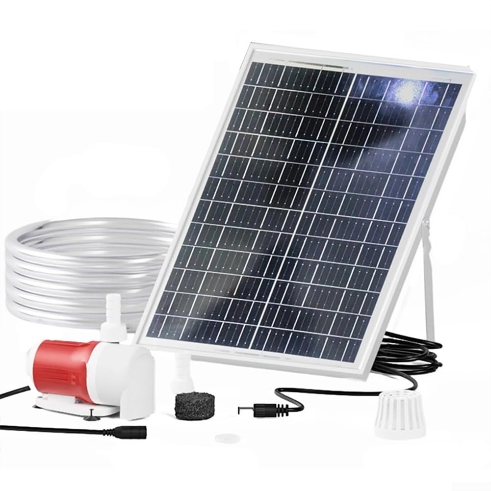 Pompe solaire pour fontaine solaire 25 W 1100 l/h avec moteur sans balais | Hauteur de levage de 5 m, tuyau de 2 m et panneau en silicone polycristallin | pour bassin de jardin