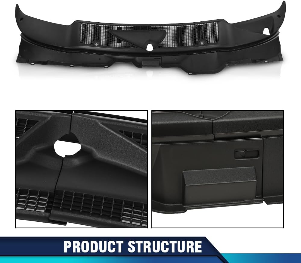 PIT66 Vent Cowl Windshield Wiper Grille Panel Compatible with Dodge Ram 1500 2002-2008/2500 2003-2009/3500 2003-2010 Black 55056006AE