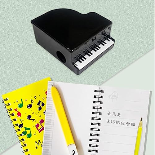Miniatura 5 de 3 sacapuntas creativos con forma de piano, sacapuntas manuales portátiles para suministros escolares de oficina, hogar, color negro