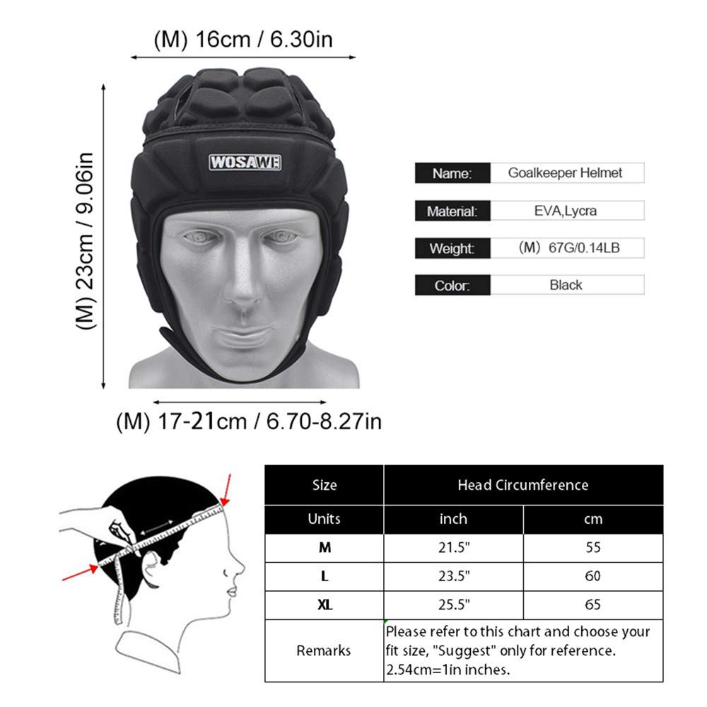 WOSAWE Protección de Casco Ajustable Portero de Cabeza para Fútbol Americano Rugby Deportes
