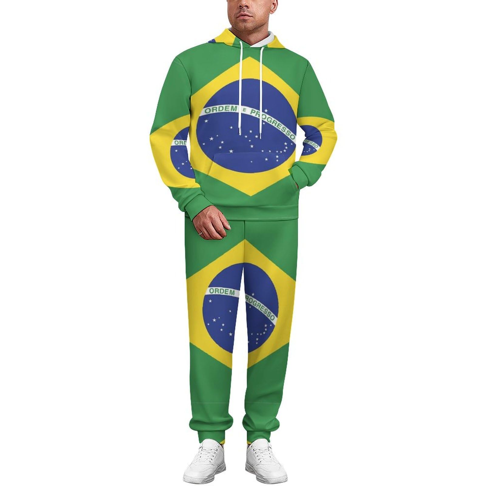 Tuta Da Donna Set Completo Da Salotto Set Da 2 Pezzi Tute Da Uomo Con Bandiera Brasiliana Manica Lunga Abbigliamento Sportivo Unisex Moda Casual Tuta Da Ginnastica Autunno Inverno