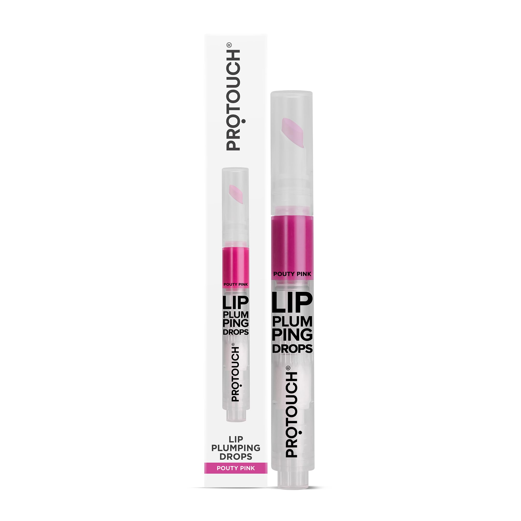 PROTOUCH Lip Plumping Gloss - Pink, Instant Lip Plumper/Enhancer for Fuller & Shiny Lips, Non Sticky, Hydrating & Nourishing Lip Balm, Vegan, Caffeine & Grape Seed Extract