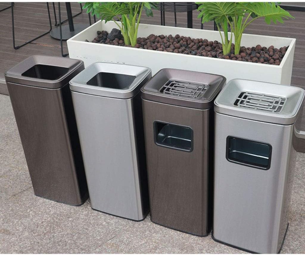 Waste Bins,Trash Can Ashtray Trash Can 12L Stainless Steel Trash Can Ashtray Trash Can Outdoor Indoor Ashtray Trash Can Without Lid Trash Can Commercial Garbage Can/E/a