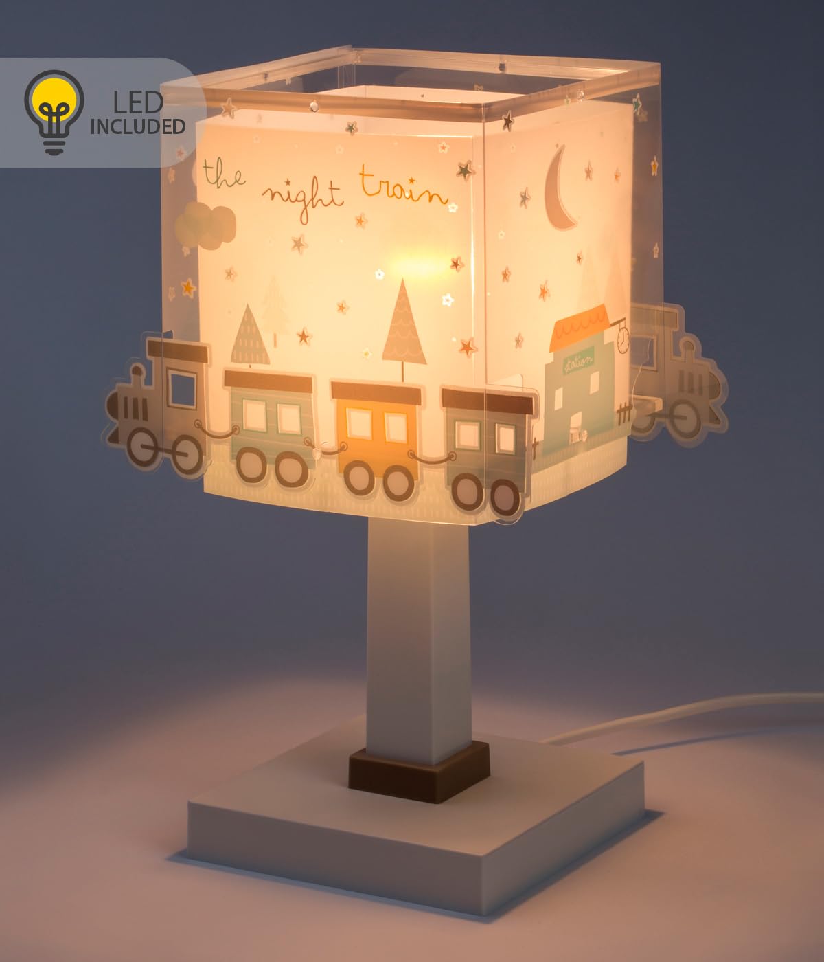 Dalber Lampada da tavolo o comodino per bambini The Night Train Treni, 63531N, G4-4W LED - Lampadina inclusa