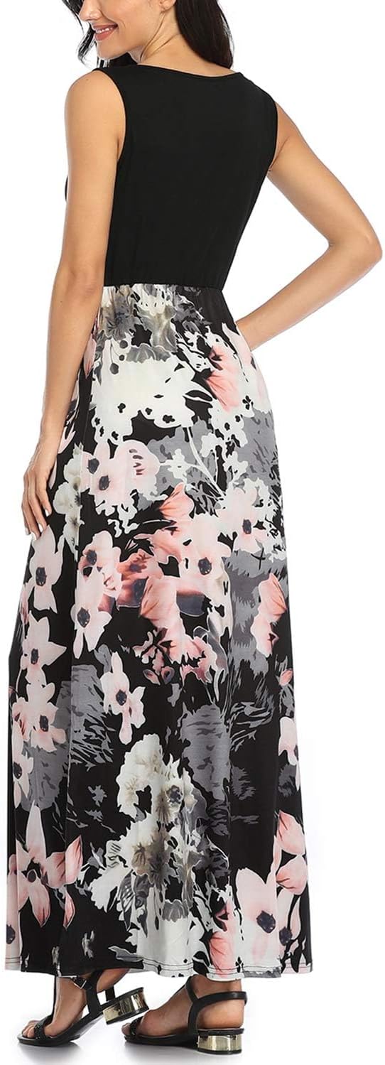 Mommy Jennie Women's Summer Dresses Loose Floral Print Sleeveless Maxi Dress - Image 3