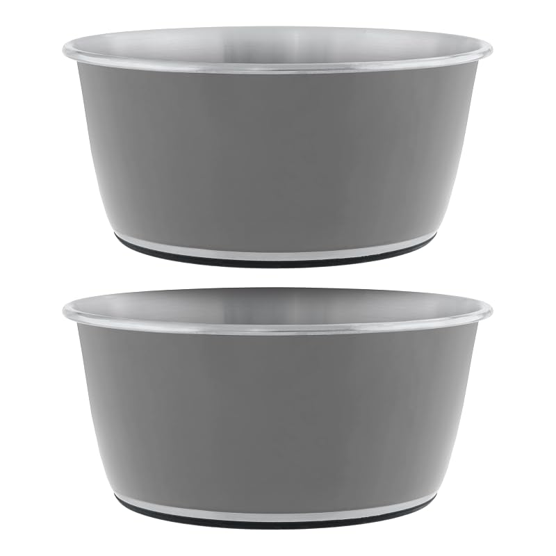 Tigelas para cães em aço inoxidável Master Pet Supply com base antiderrapante, Graphite, 2 unidades de 473 mL