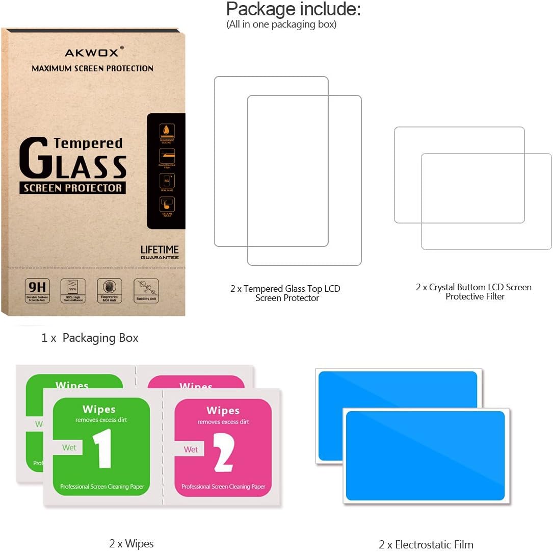 (2 in 1) Tempered Glass Top LCD Screen Protector + HD Clear Crystal PET Buttom LCD Screen Protective Filter for 3DS XL/New 3DS XL