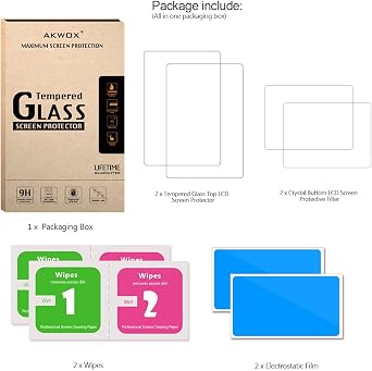 (2 in 1) Tempered Glass Screen Protector + HD Clear Crystal PET Screen Protective Filter Compatible with 3DS XL/New 3DS XL