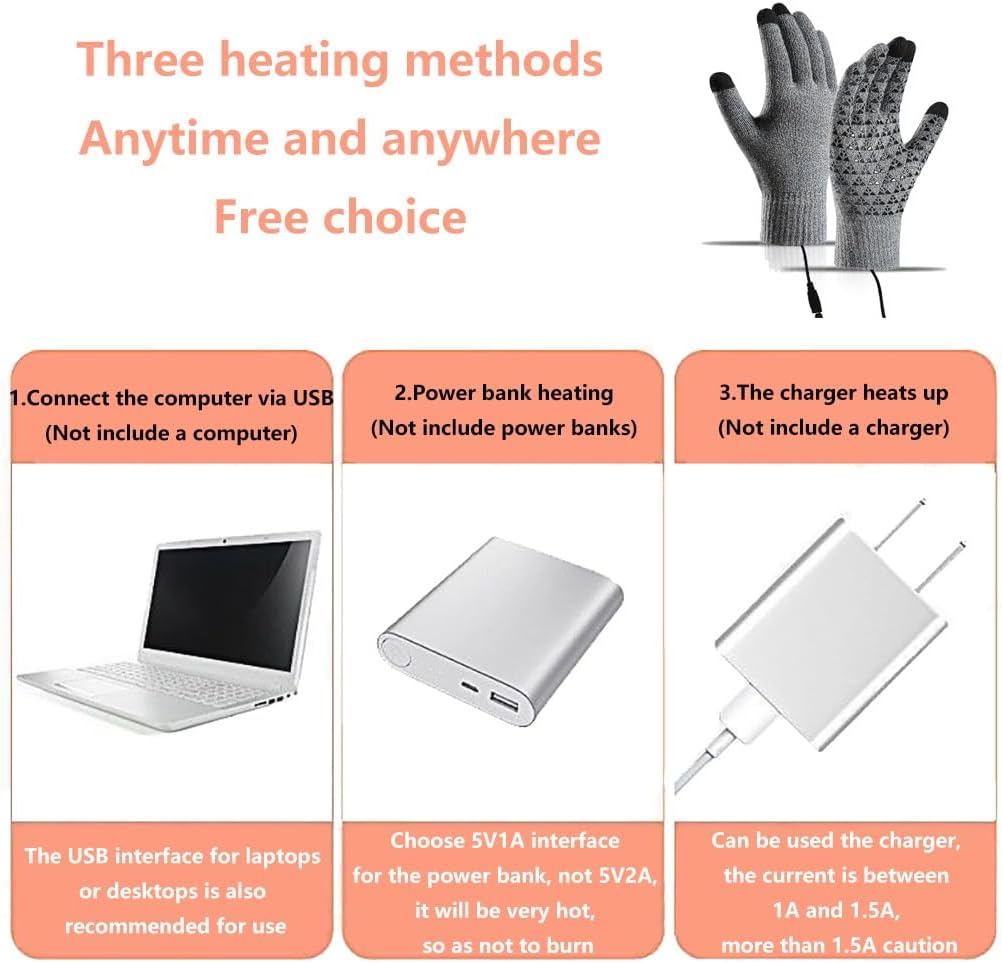Men Women Outdoor Activities USB Rechargeable Innovative Heating Gloves Windproof Nonslip Weather Resistant Skiing Snowboarding Fishing Winter Work Full Finger Electric Thermal Gloves
