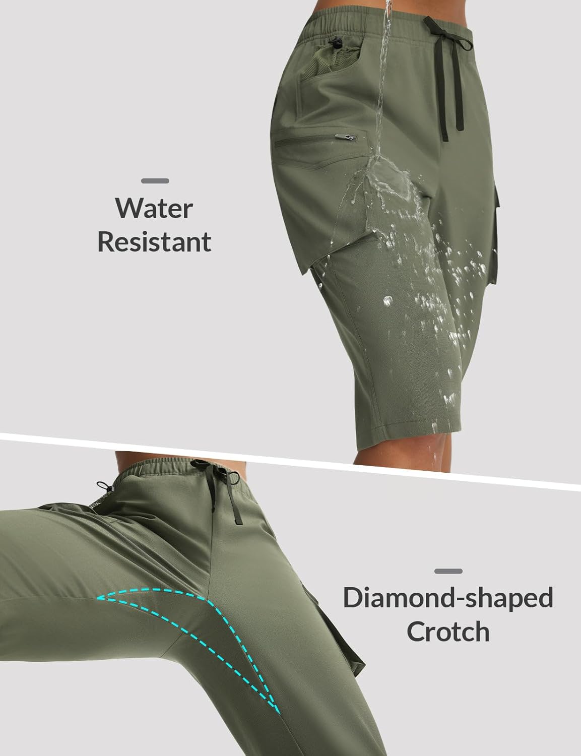 baleaf Women's 15'' Long Shorts with 7 Pockets Hiking Bermuda Shorts Knee Length Lightweight Quick Dry Cargo Capris - Image 6