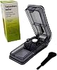 LisaCare Tablettenschneider für Medikamente - Tablettenteiler 1/4 - Pill Splitter Pillenteiler - Portable Pill Cutter inkl. Reinigungspinsel & Aufbewahrung im Boden (Schwarz)