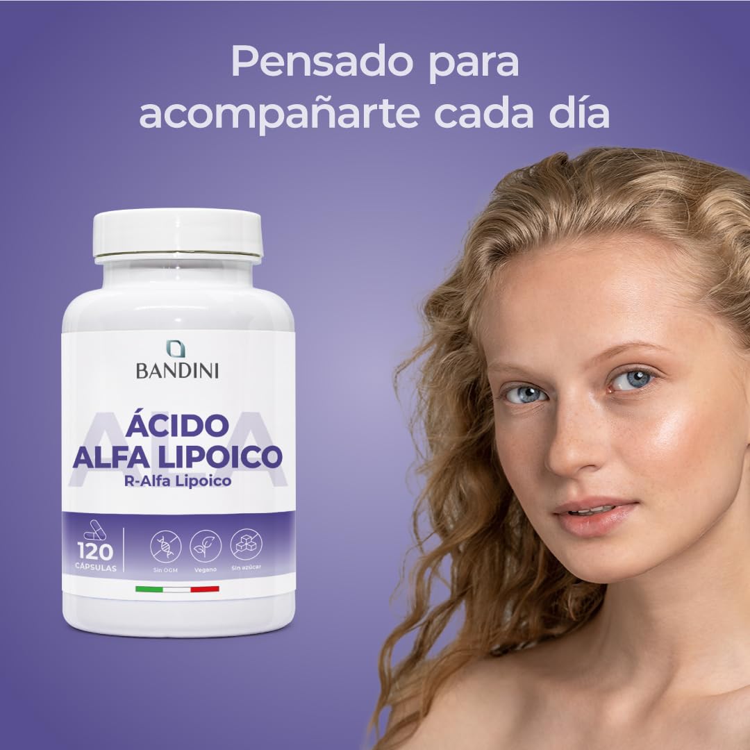 Bandini® Ácido Alfa Lipoico (ALA) 650 mg | 120 cápsulas de alta potencia para veganos | Máxima Absorción | Antioxidante Natural, ayuda a reducir la inflamación | Non GMO | Suministro para 4 meses