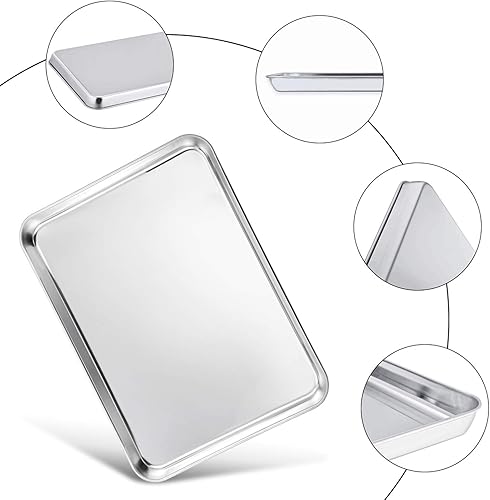 Miniatura 4 de TeamFar Bandeja para hornear, 20 x 14 x 1 pulgadas, bandeja para hornear de media hoja de acero inoxidable, no tóxica y saludable, calibre