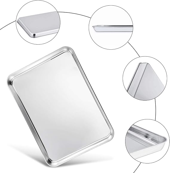 TeamFar Baking Sheet, 20141, Cookie Sheet Half Sheet Baking Pans Stainless Steel, Non Toxic & Healthy, Heavy Duty & Thick Gauge, Mirror Finish & Dishwasher Safe - 2 Piece