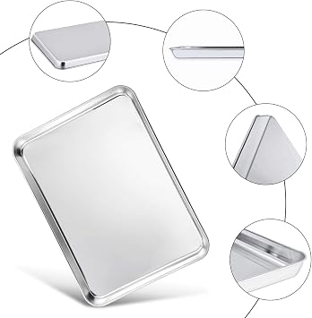 TeamFar Baking Sheet, 20141, Cookie Sheet Half Sheet Baking Pans Stainless Steel, Non Toxic & Healthy, Heavy Duty & Thick Gauge, Mirror Finish & Dishwasher Safe - 2 Piece