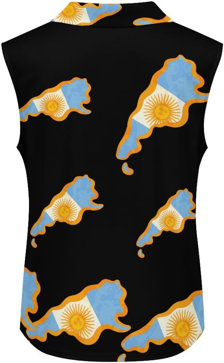 Argentine Flag Map Womens Golf Shirts Sleeveless Polo Shirts Collared Tank Tops