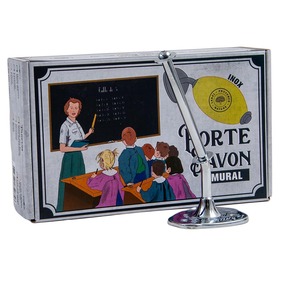 Label Provence Nature Savon de Marseille – Drehbarer Seifenhalter – Wandmontage für hygienische und einfache Hand- und Körperwäsche – langlebiges Chrom-Finish – 270 g duftende französische Seife im