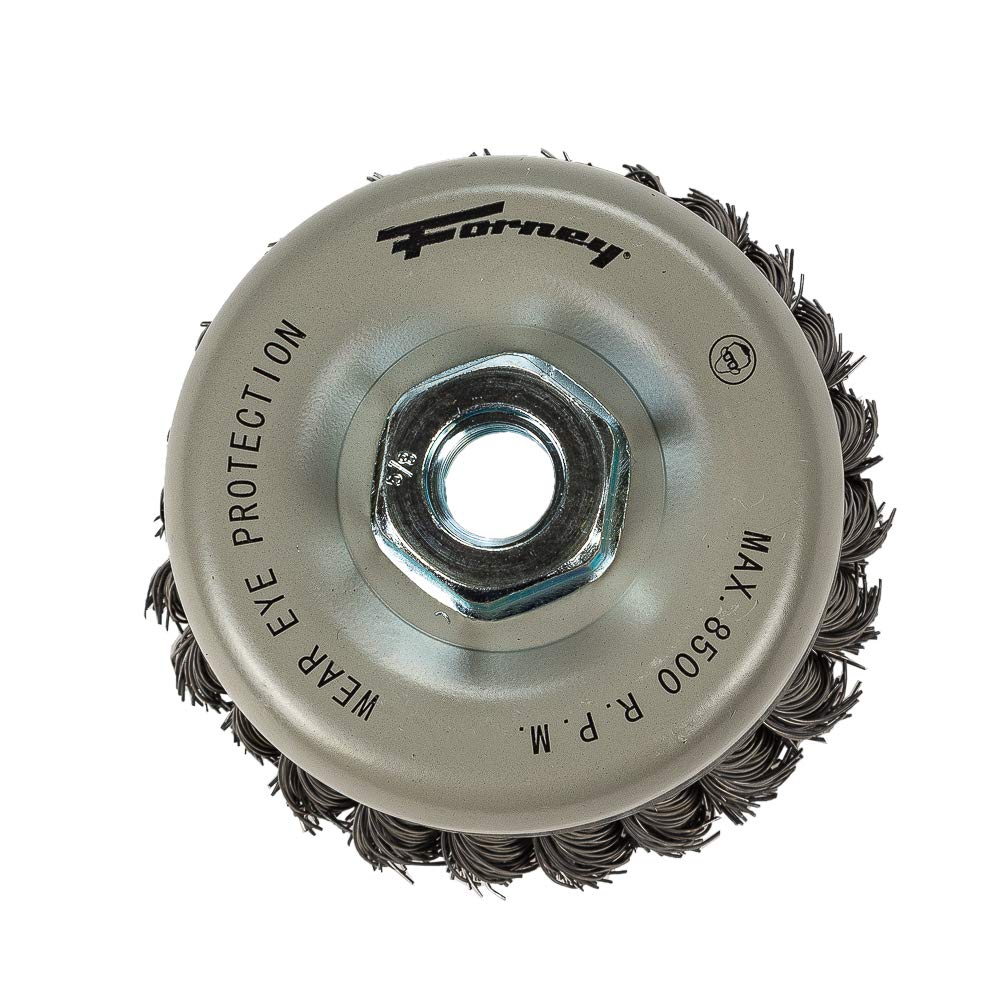 Forney 72868 - Spazzola per tazza, attorcigliata, doppia fila, Industrial Pro, filo da 10,2 cm x 20,8 cm, con albero da 5/8"-11
