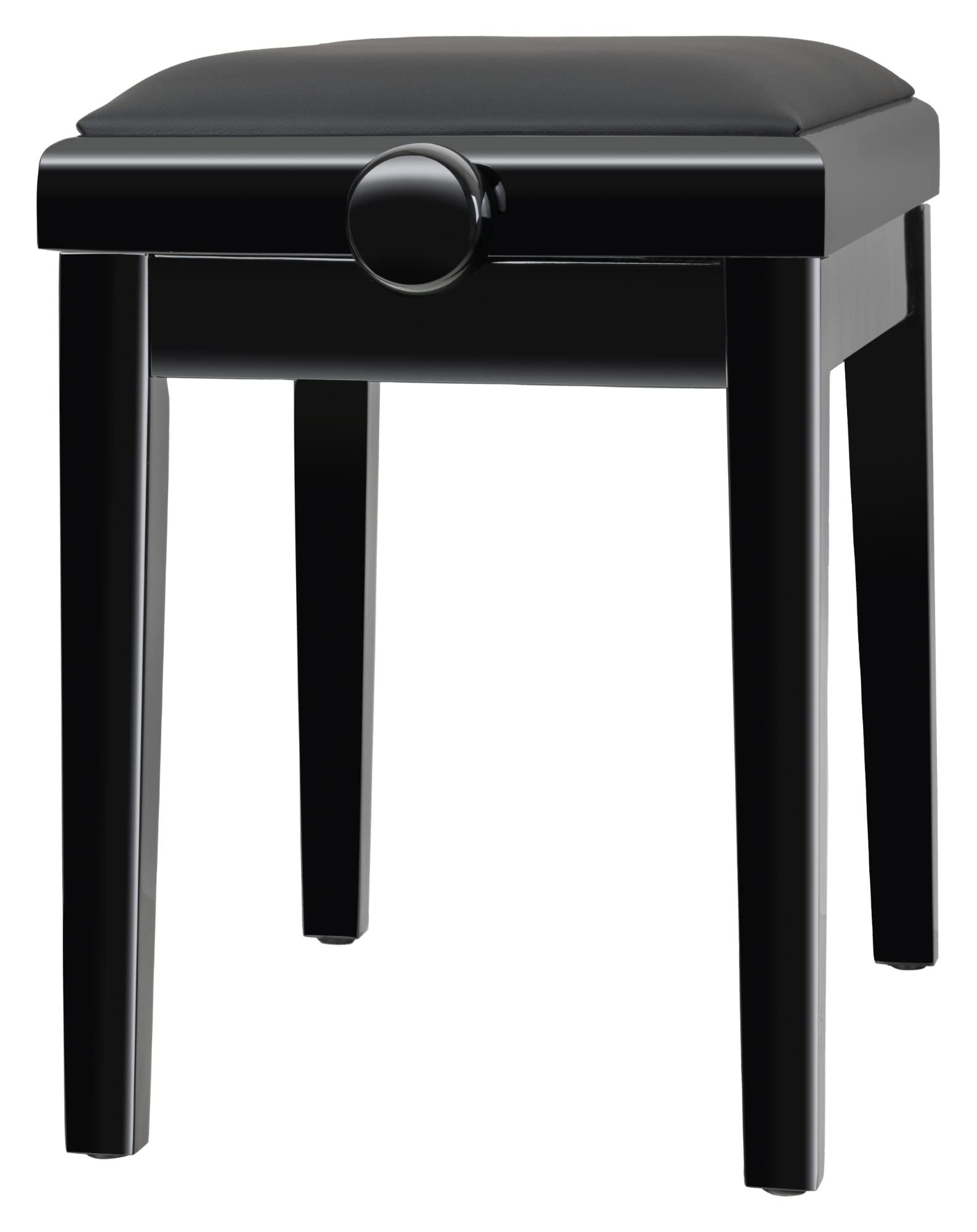 Classic Cantabile Pianobank Modell A - abnehmbare Sitzfläche - Polster aus Kunstleder - Höhenverstellbar von 48 bis 58 cm - 2-fache Kreuz-Mechanik - Massive Holzkonstruktion - Schwarz Hochglanz